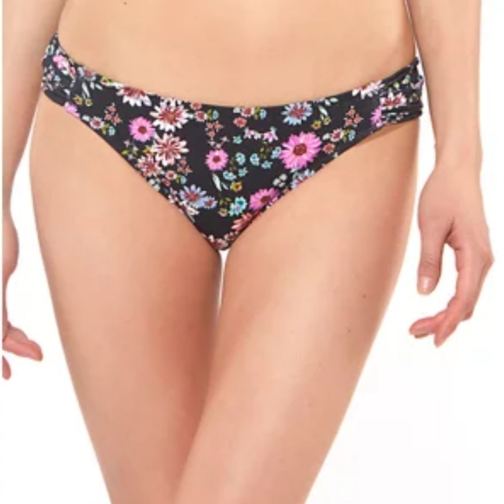 Jessica Simpson Floral Side Shirred Hipster Swim Bottoms